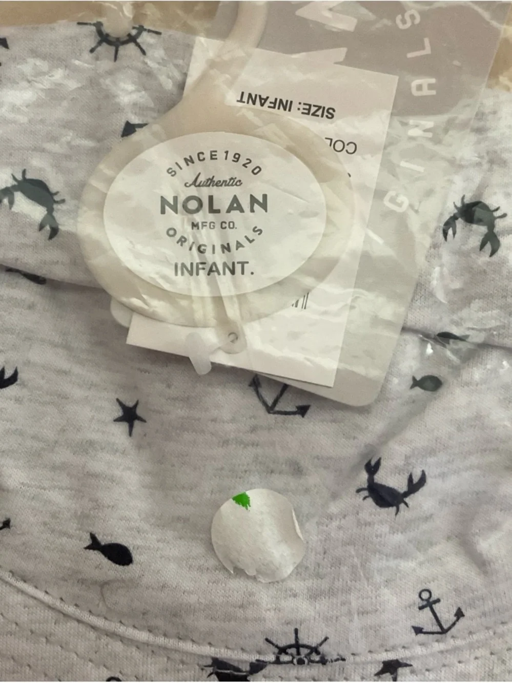 Nola Grey Nautical Print Baby Bucket Hat